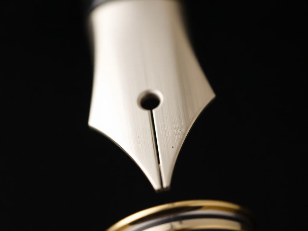 Close-up of a polished pen nib